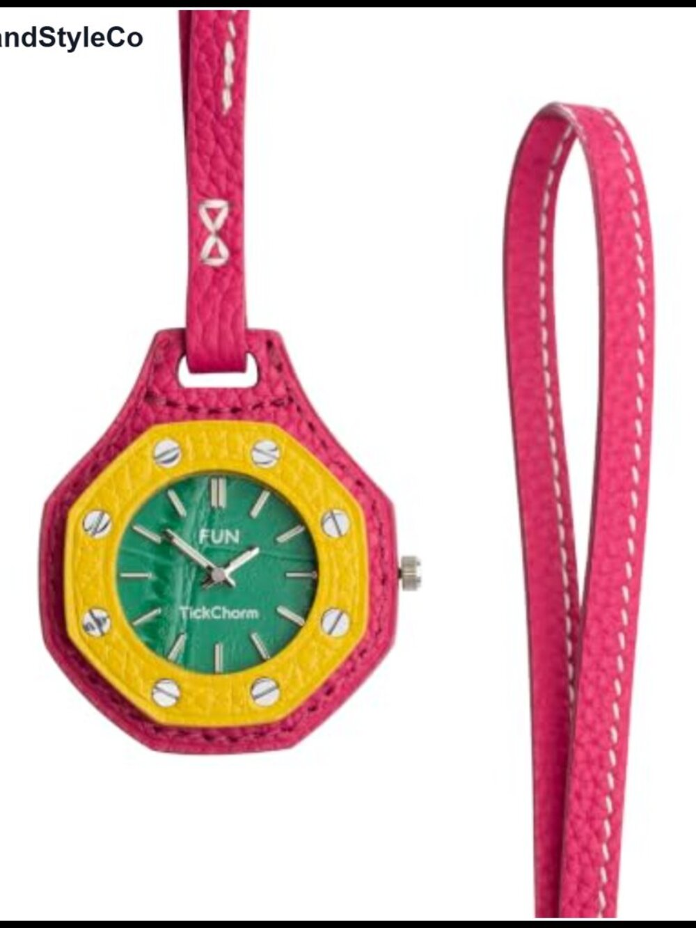 Genuine Leather Bag Charm with Real Quartz Movement